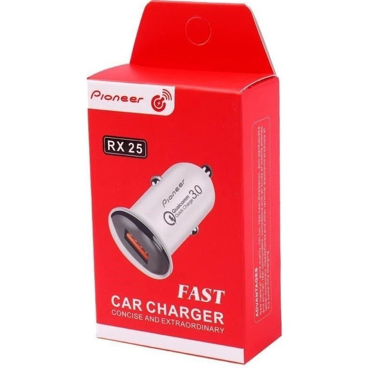 شارژر فندکی 18 وات پایونیر مدل RX-25 | فست شارژ QC3.0 با طراحی کوچک و کارآمد